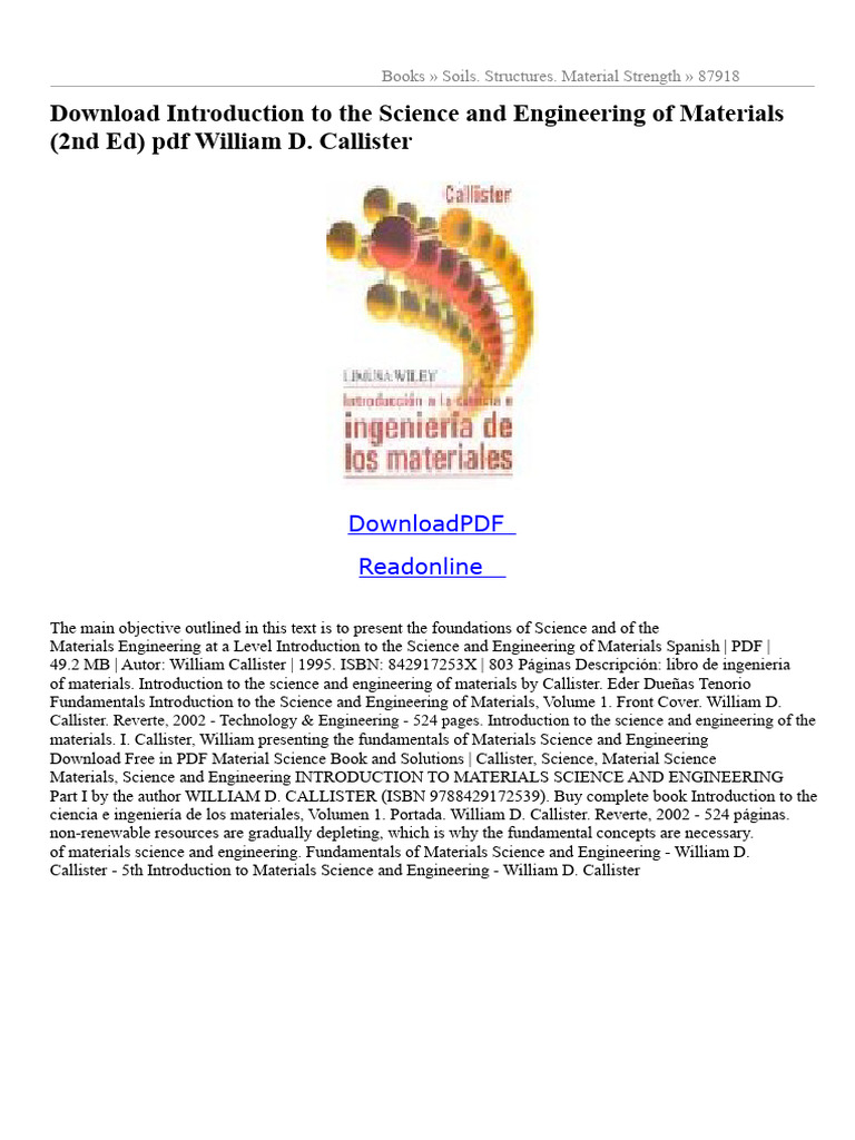 Introduction to Materials Science PDF | PDF