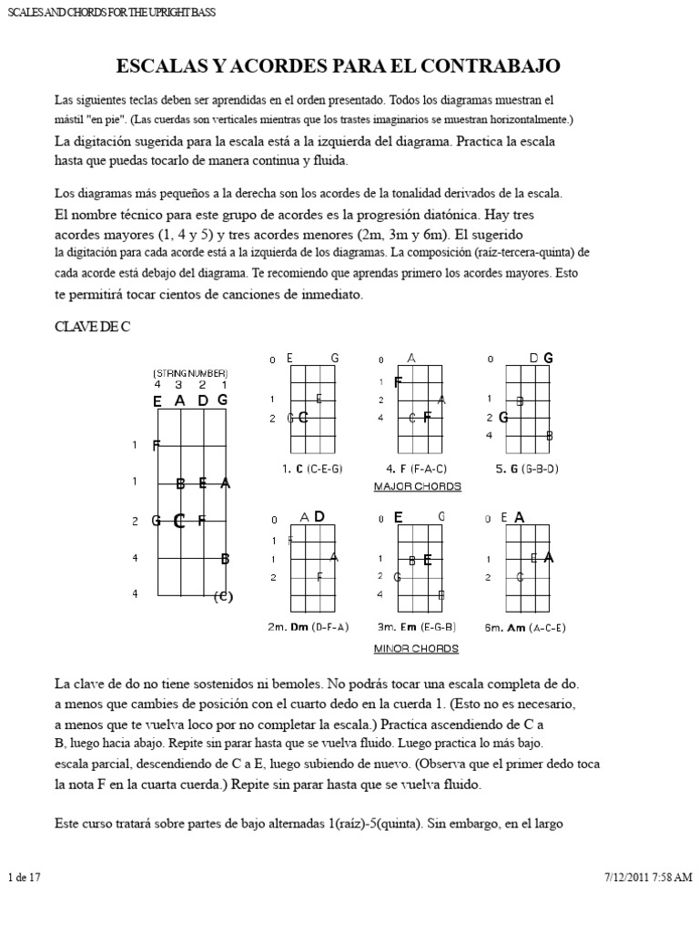 Escalas y Acordes para Contrabajo | PDF | Acorde (Música) | Escala (música)