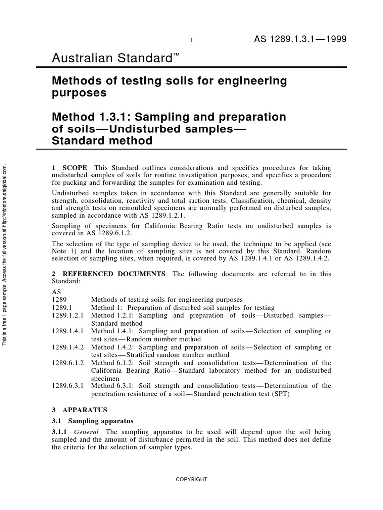 As 1289.1.3.1-1999 Methods of Testing Soils For Engineering Purposes ...