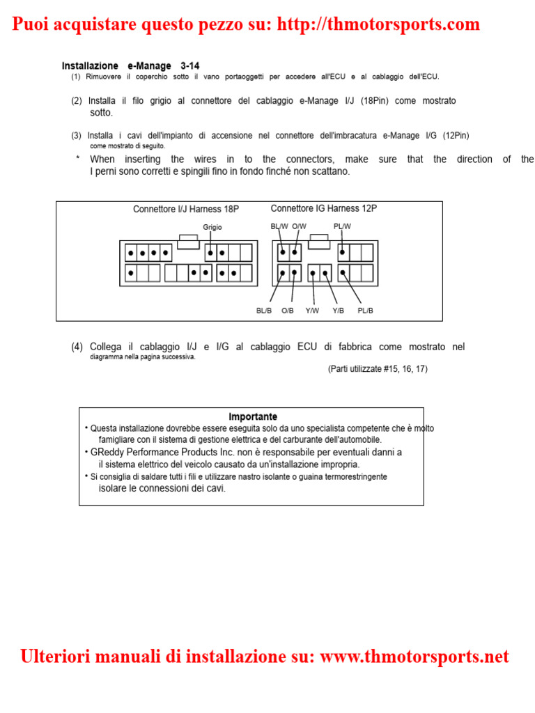 Manuale Di Installazione Greddy E-Manage | PDF
