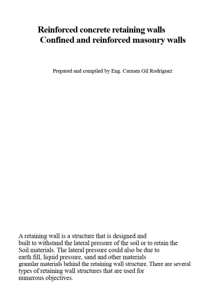 Reinforced Concrete Retaining Walls | PDF | Concrete | Wall