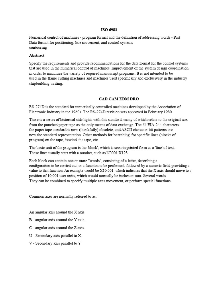 ISO 6983: NC Machine Program Format | PDF | Automation | Computer Aided ...