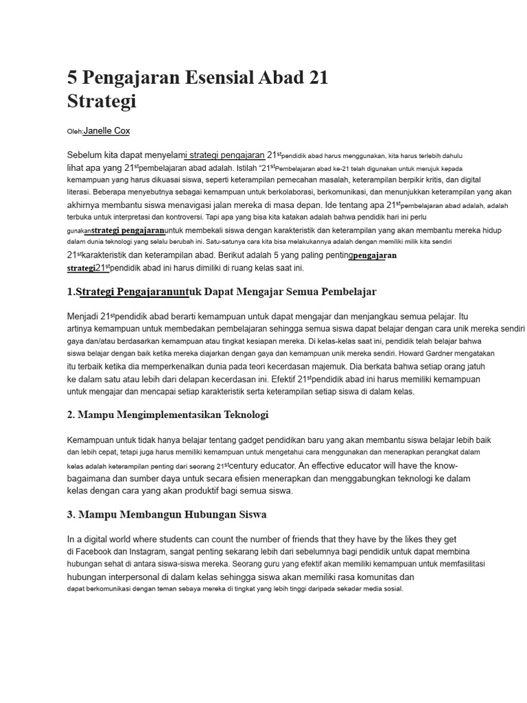 5 Strategi Mengajar Penting Abad 21 Pdf