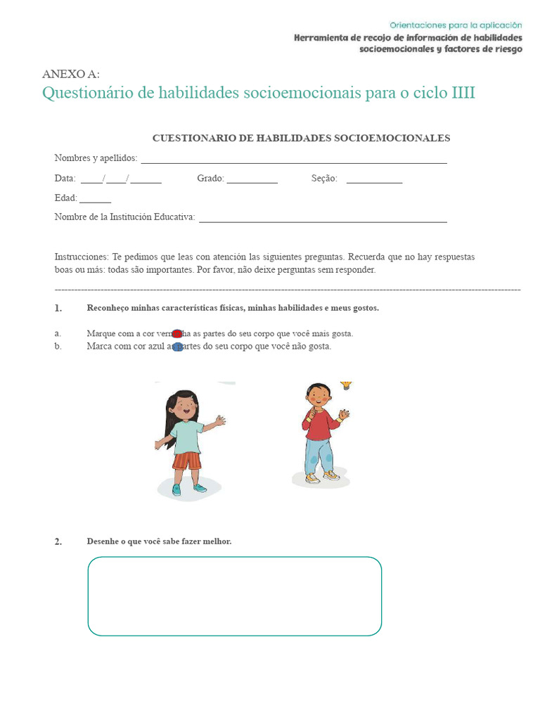 Questionário de Habilidades Socioemocionais | PDF | Empatia | Conceitos ...