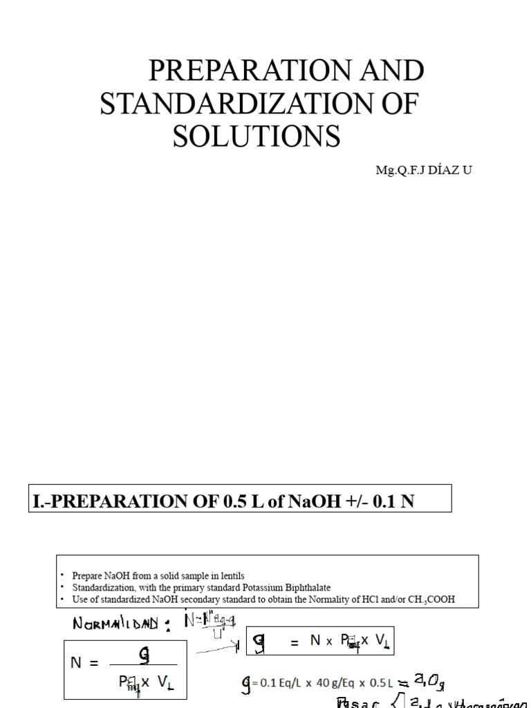NaOH 0.1 N Preparation Guide | PDF | Sodium Hydroxide | Titration