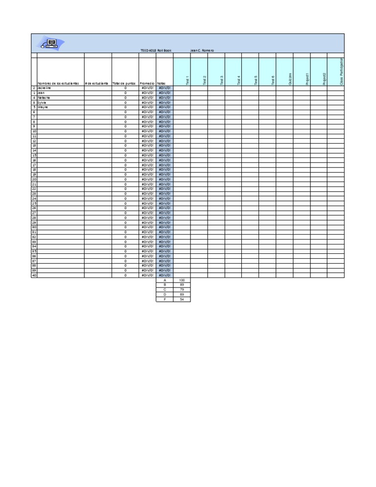 Student Rolling Gradebook Template | PDF | Home & Garden
