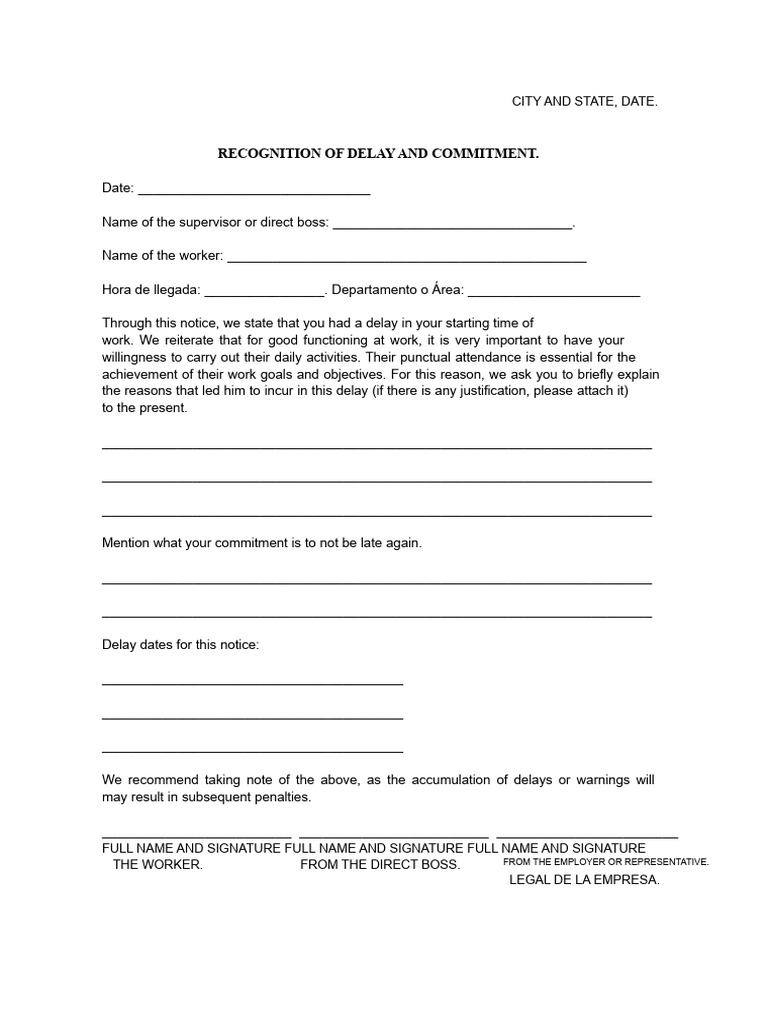 Commitment Letter for Work Delays | PDF
