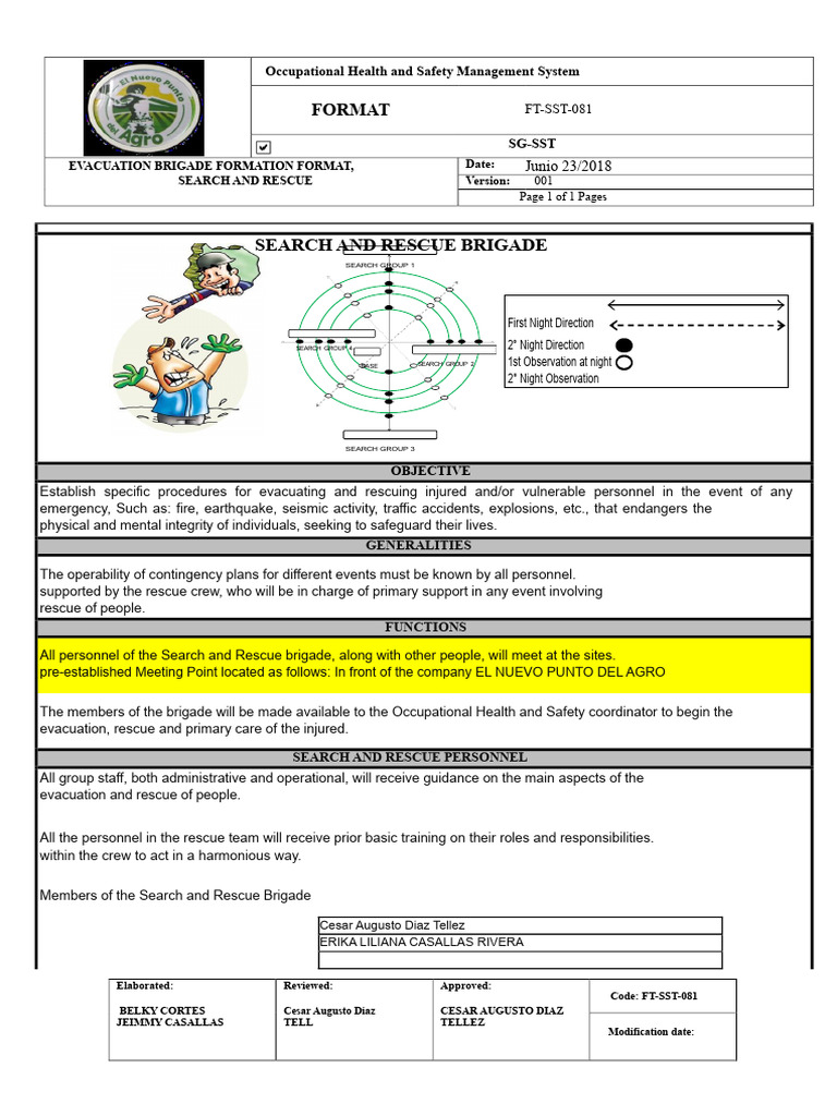 FT-SST-081 Evacuation, Search and Rescue Brigade Formation Format | PDF ...
