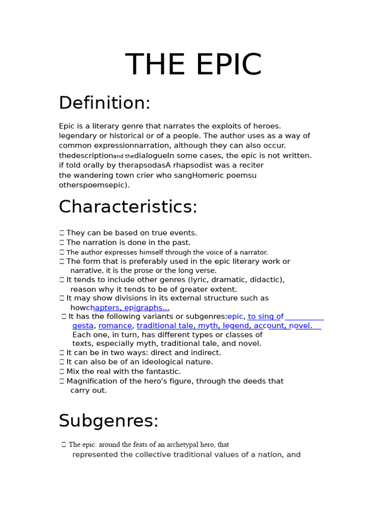 The Epic | PDF | Epic Poetry | Narrative