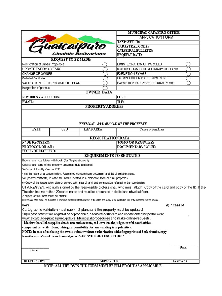 Municipal Property Registration Form | PDF | Identity Document ...