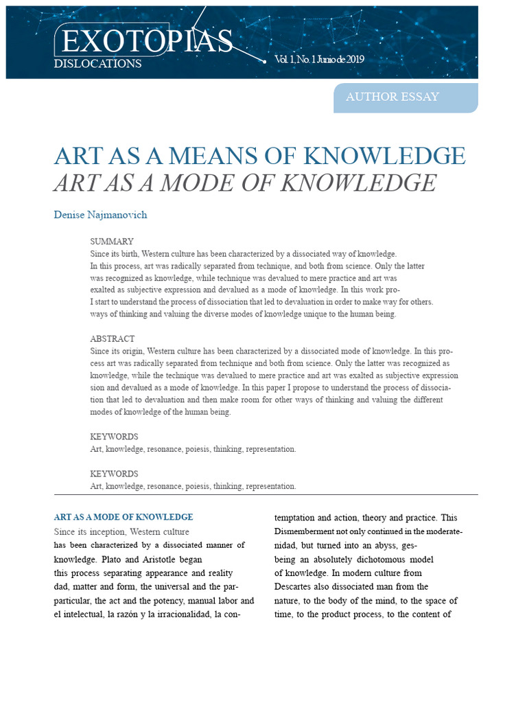The Art of Knowledge Denise Najmanovich | PDF | Plato | Knowledge