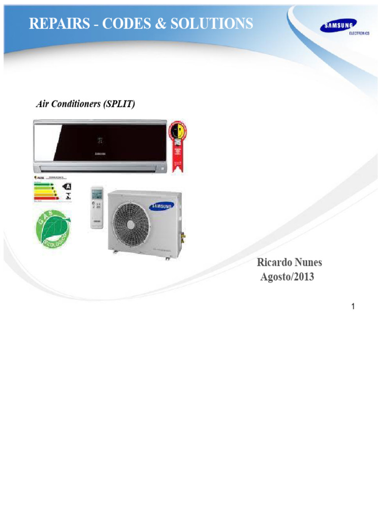 Electronics - Error Codes and Repairs in Samsung SPLIT Air Conditioners ...