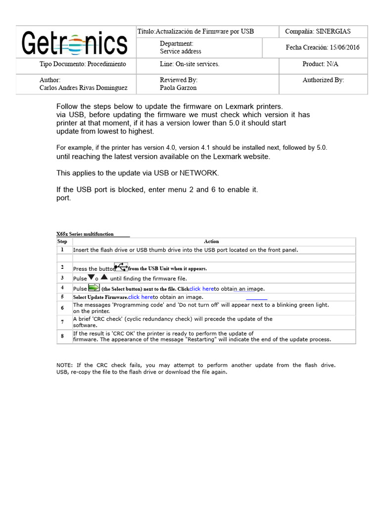 Lexmark Printer Firmware Update Guide | PDF | Usb Flash Drive | Usb