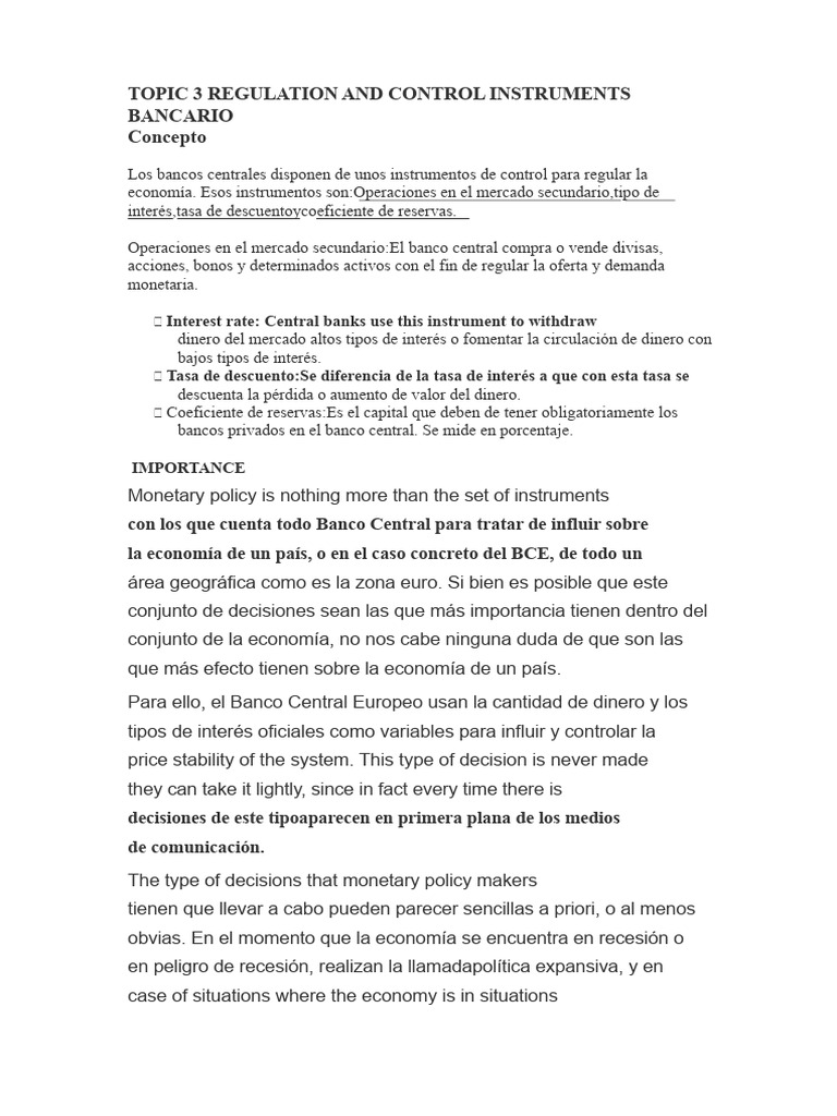 Regulation and Banking Control Instruments | PDF | Bancos | Interés