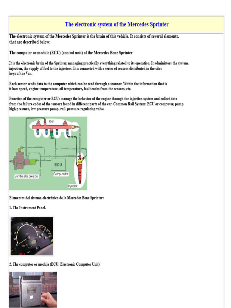 The Electronic System of The Mercedes Sprinter | PDF | Throttle | Vehicles