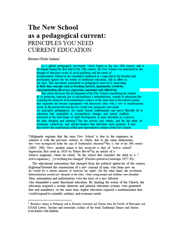 The New School PDF | PDF | Pedagogy | Experience