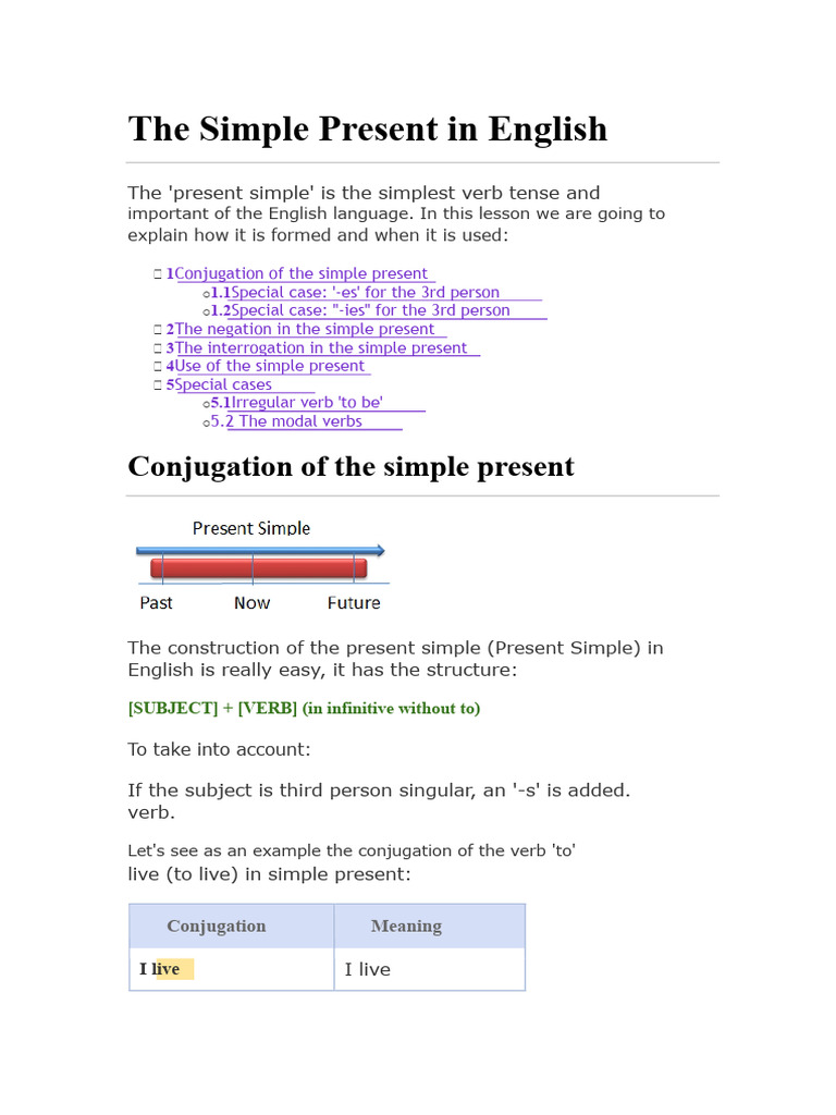 Understanding Simple Present Tense | PDF | Grammatical Conjugation ...