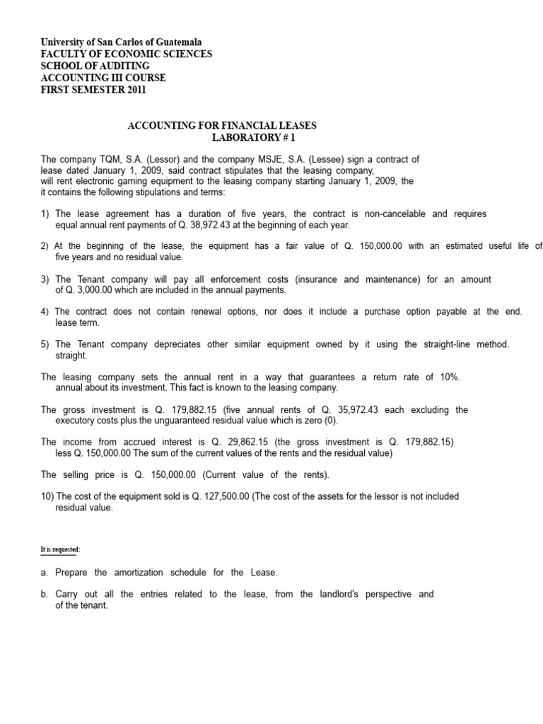 Accounting for Financial Leases Guide | PDF | Lease | Renting