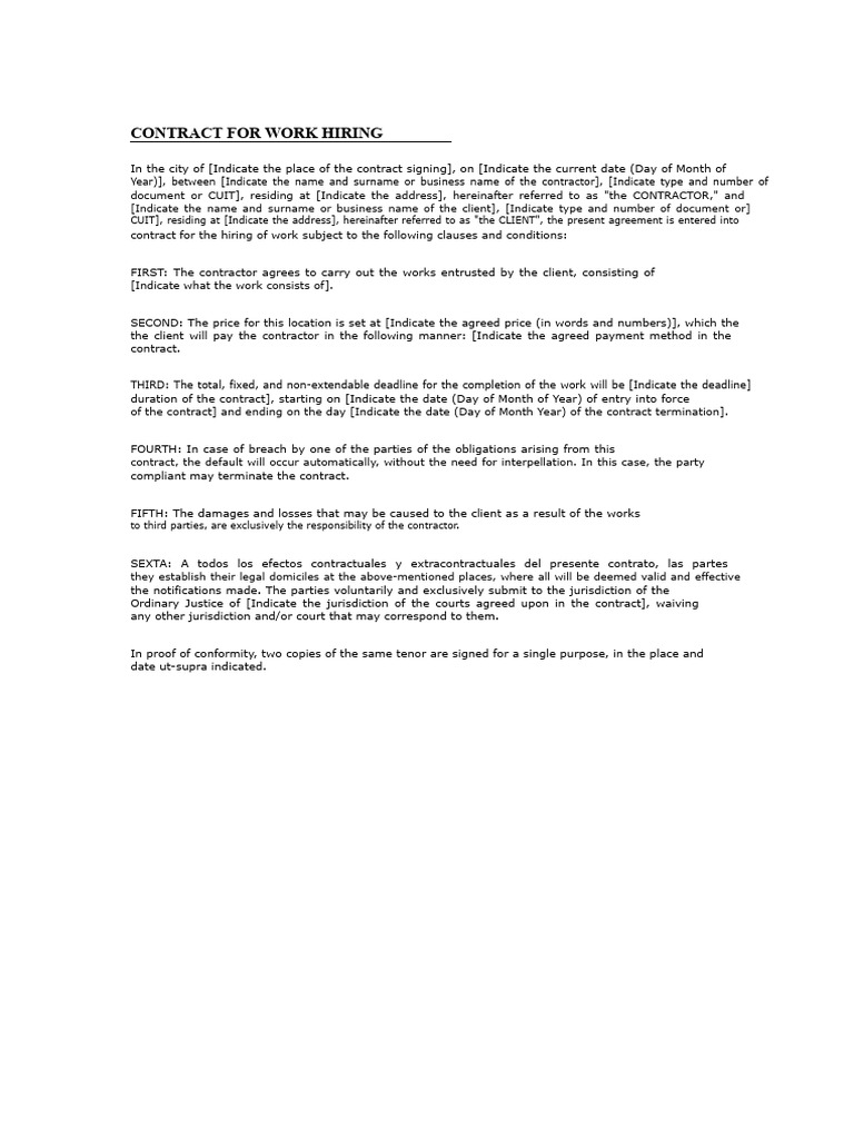 Contract For The Provision of Work | PDF