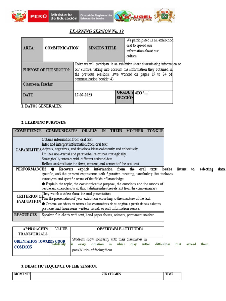 Culture Exhibition Learning Session | PDF | Communication | Information