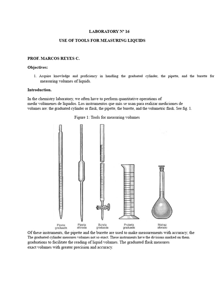 Lab Handling of Utensils For Measuring Liquids | PDF | Volume