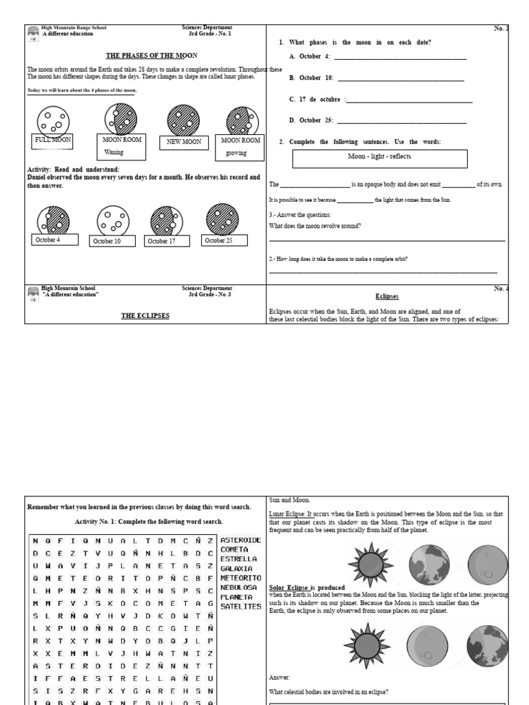 Phases of The Moon and Lunar Eclipse 3rd | PDF | Eclipse | Moon