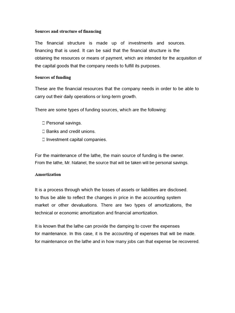 Financing Sources and Amortization Explained | PDF
