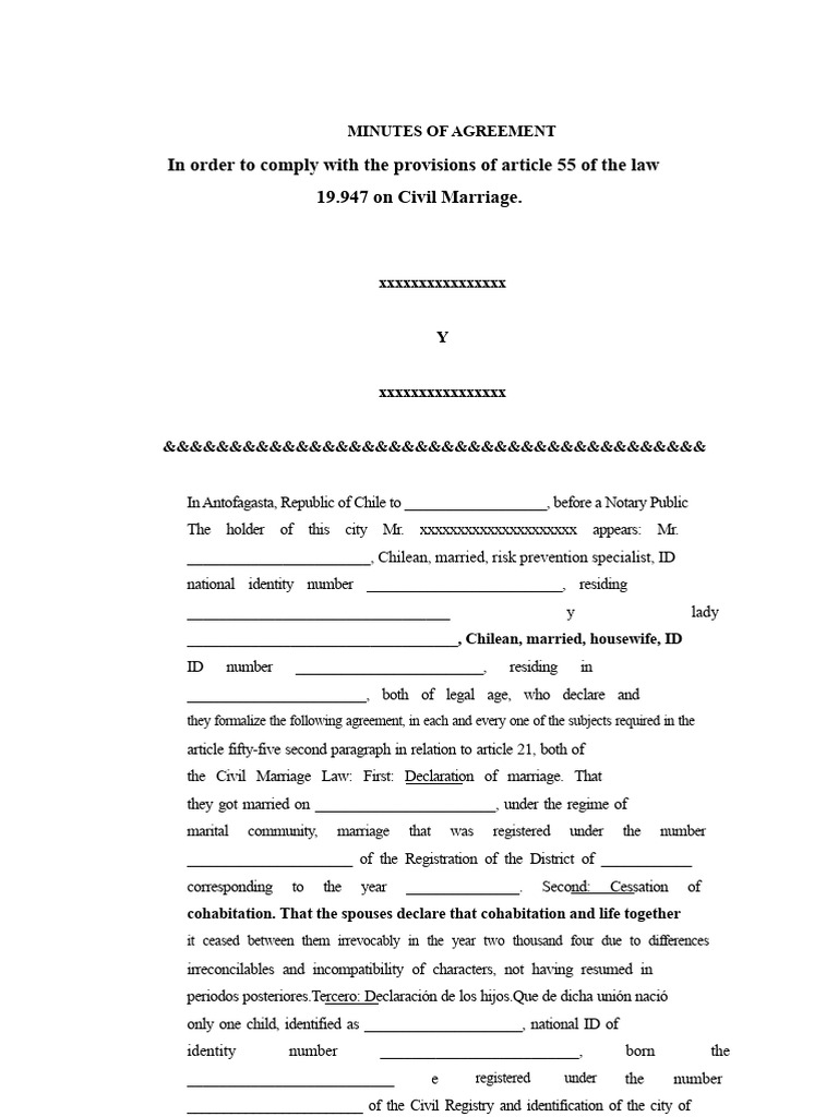 AGREEMENT Mutual Relations Format | PDF | Marriage | Alimony