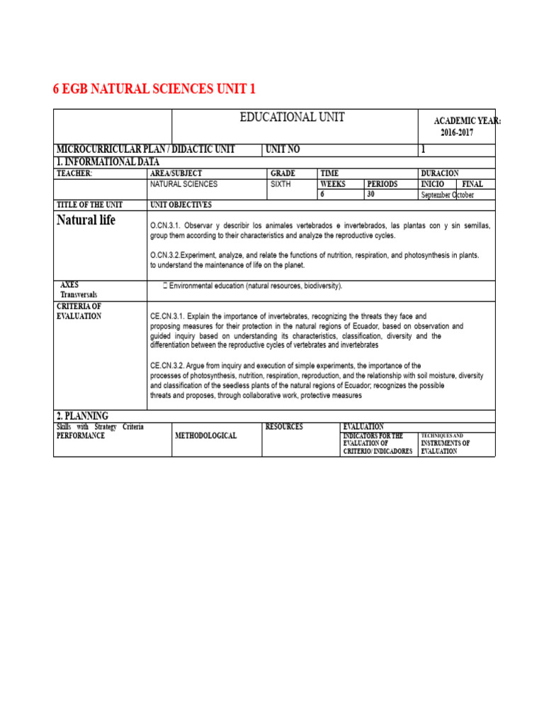 CCNN 6th Grade EGB | PDF | Climate | Biodiversity