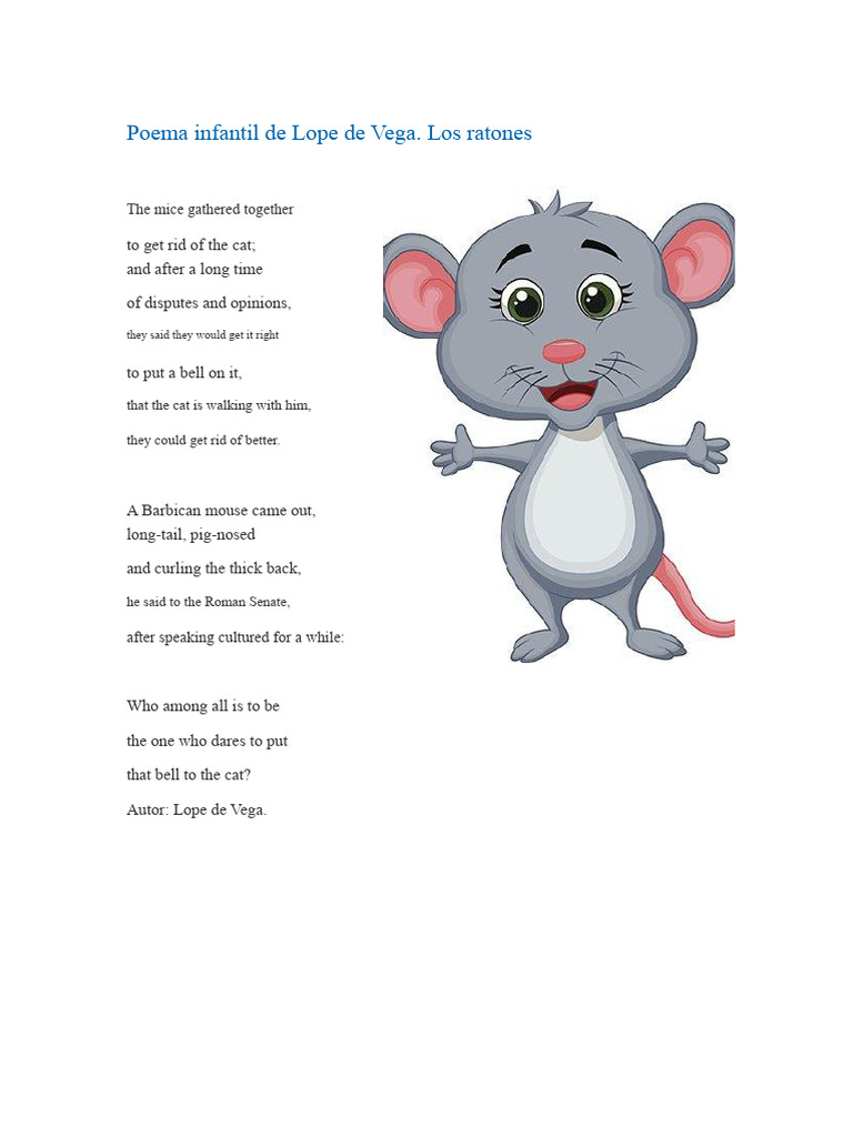 Children's Poem by Lope de Vega. The Mice | PDF