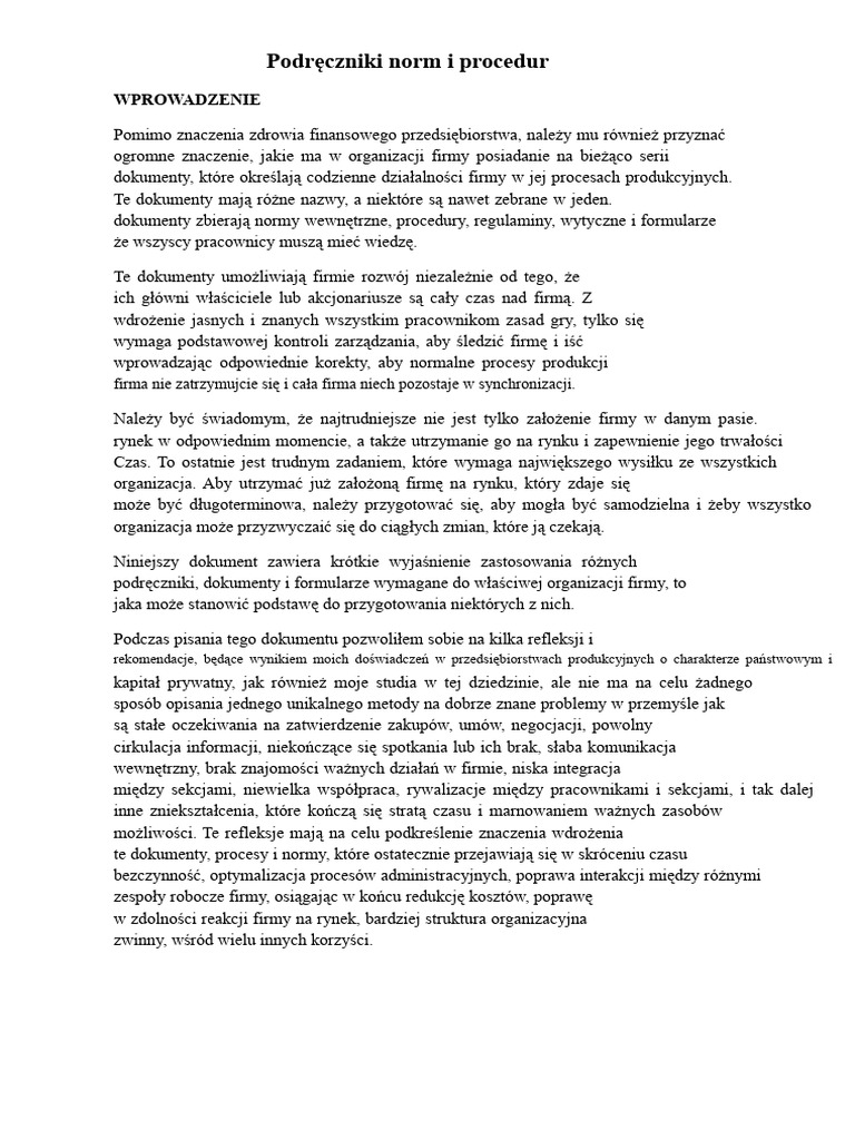 Podręcznik Norm I Procedur | PDF
