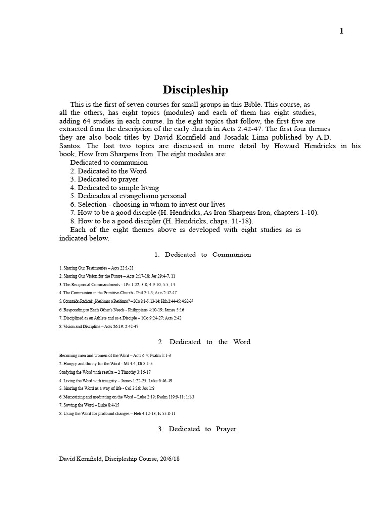 Bible Discipleship Course Overview | PDF | Disciple (Christianity) | Prayer