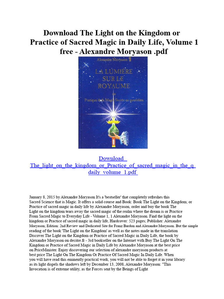 Sacred Magic in Daily Life, Volume 1 | PDF