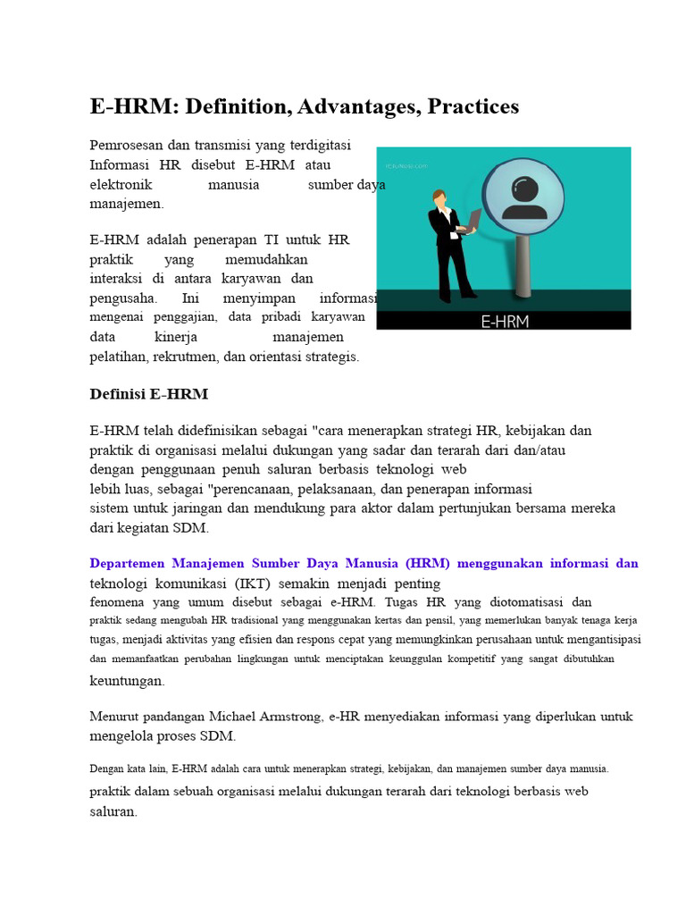 E-HRM: Definisi, Manfaat, dan Jenis | PDF