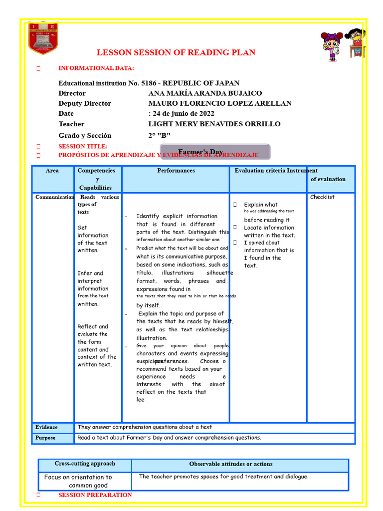 Reading Plan Session Farmer's Day | PDF | Reading Comprehension ...