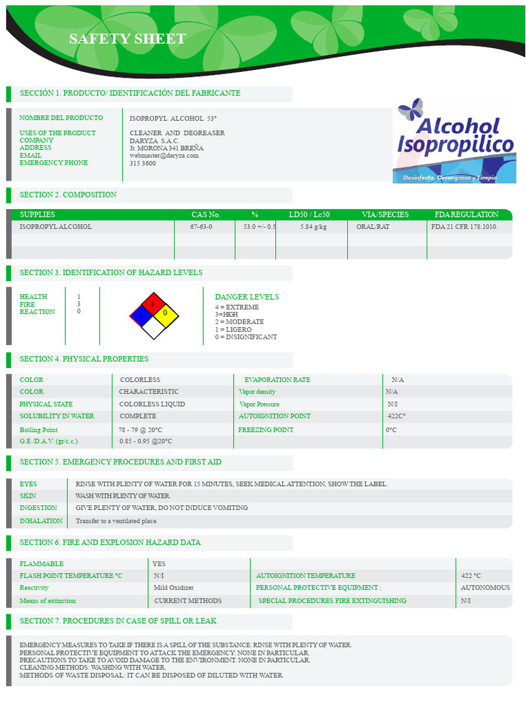 MSDS - Isopropyl Alcohol PDF | PDF | Water | Carbon Dioxide