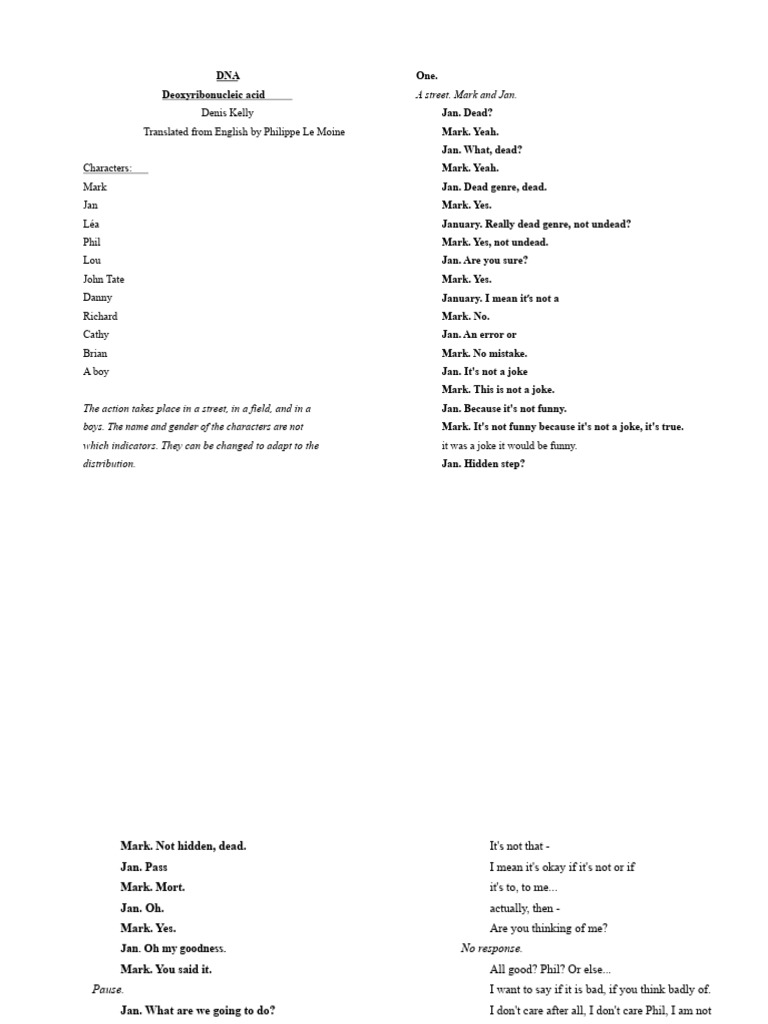 DNA: A Play on Fear and Identity | PDF