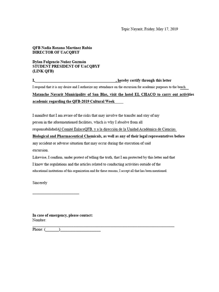 School Responsibility Letter Format | PDF
