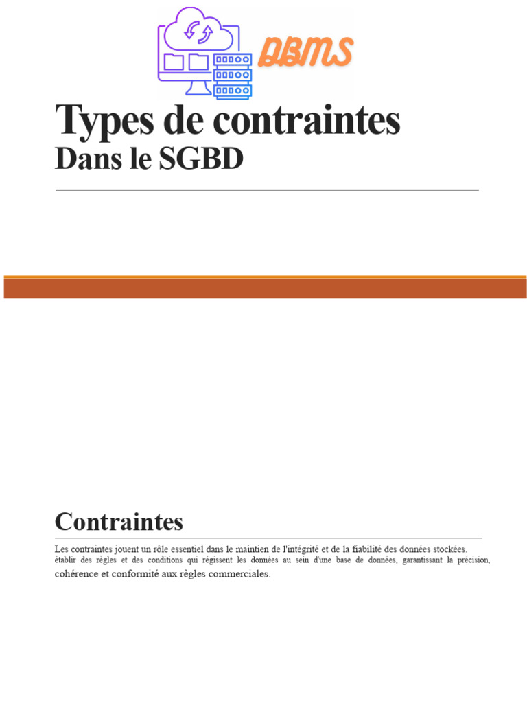 Types de contraintes dans les SGBD | PDF | Bases de données | SQL