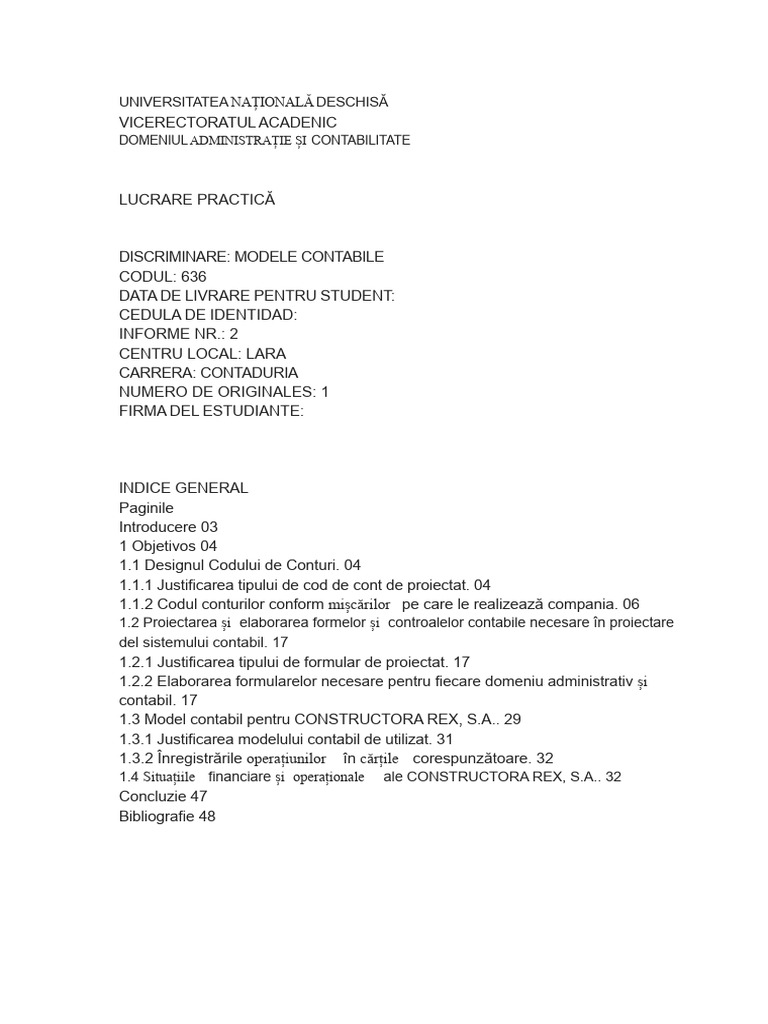 636 Modele Contabile 2 Raport 2 Model | PDF