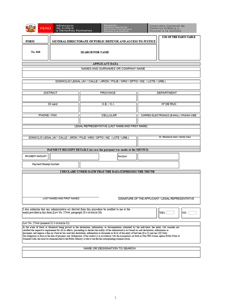 Form 036 Name Search | PDF | Justice | Crime & Violence
