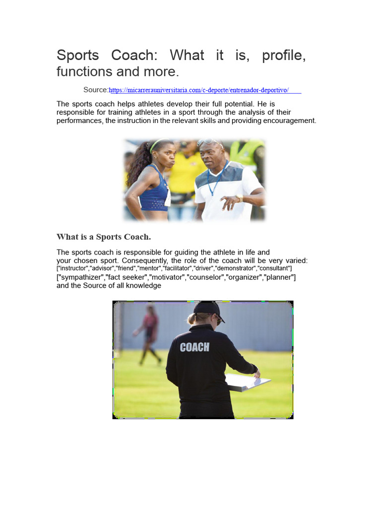 Understanding Sports Coach Roles and Skills | PDF