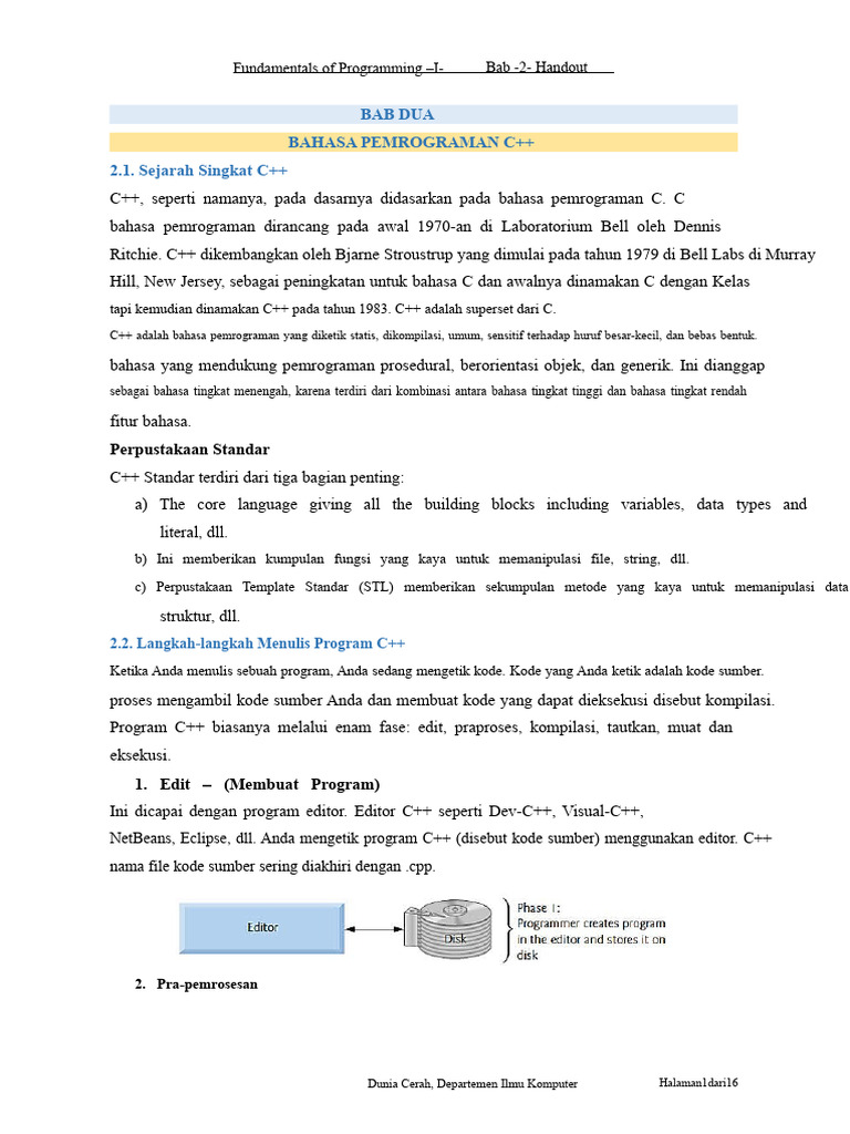 Sejarah dan Struktur C++ dalam Pemrograman | PDF