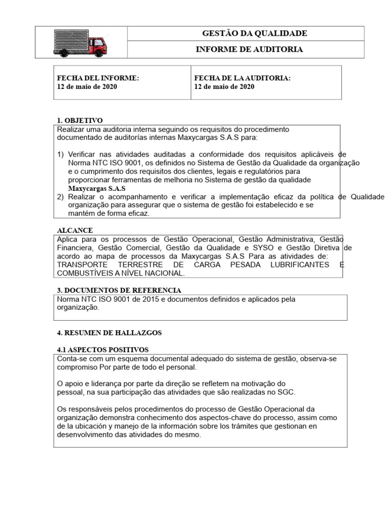 Auditoria Interna de Qualidade NTC ISO 9001 | PDF | Gestão de qualidade ...