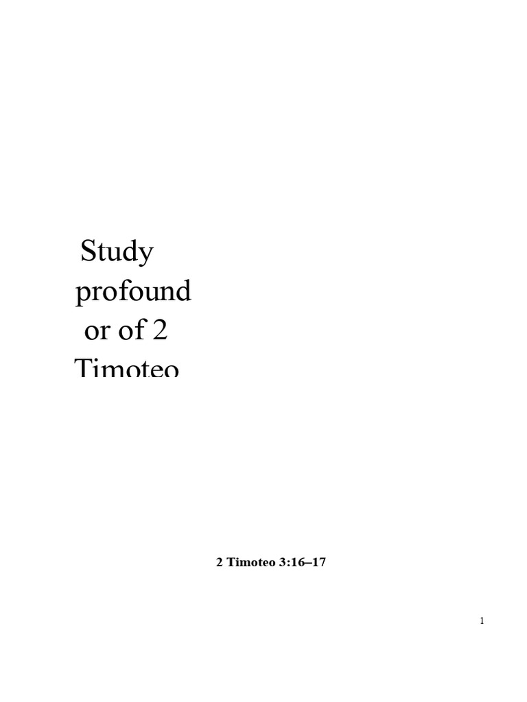 2 Timothy 3 DEEP STUDY | PDF | Bible | Chapters And Verses Of The Bible