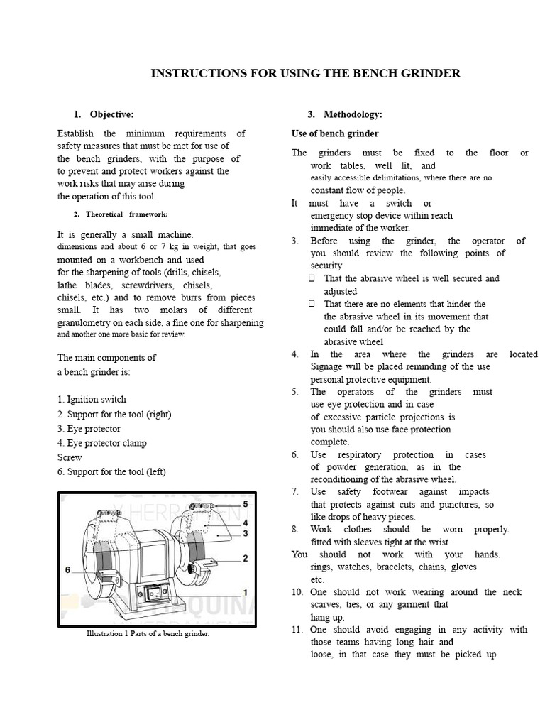 Instructions For Using The Bench Grinder | PDF | Welding | Construction