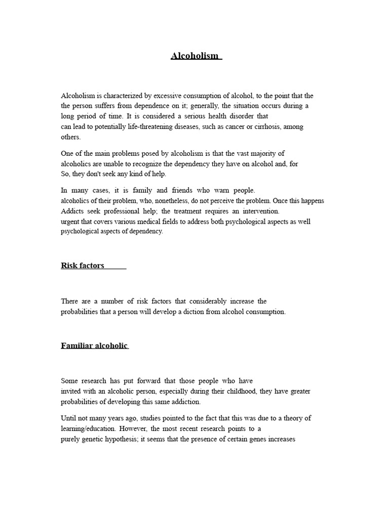 Understanding Alcoholism: Causes and Effects | PDF | Alcoholism ...