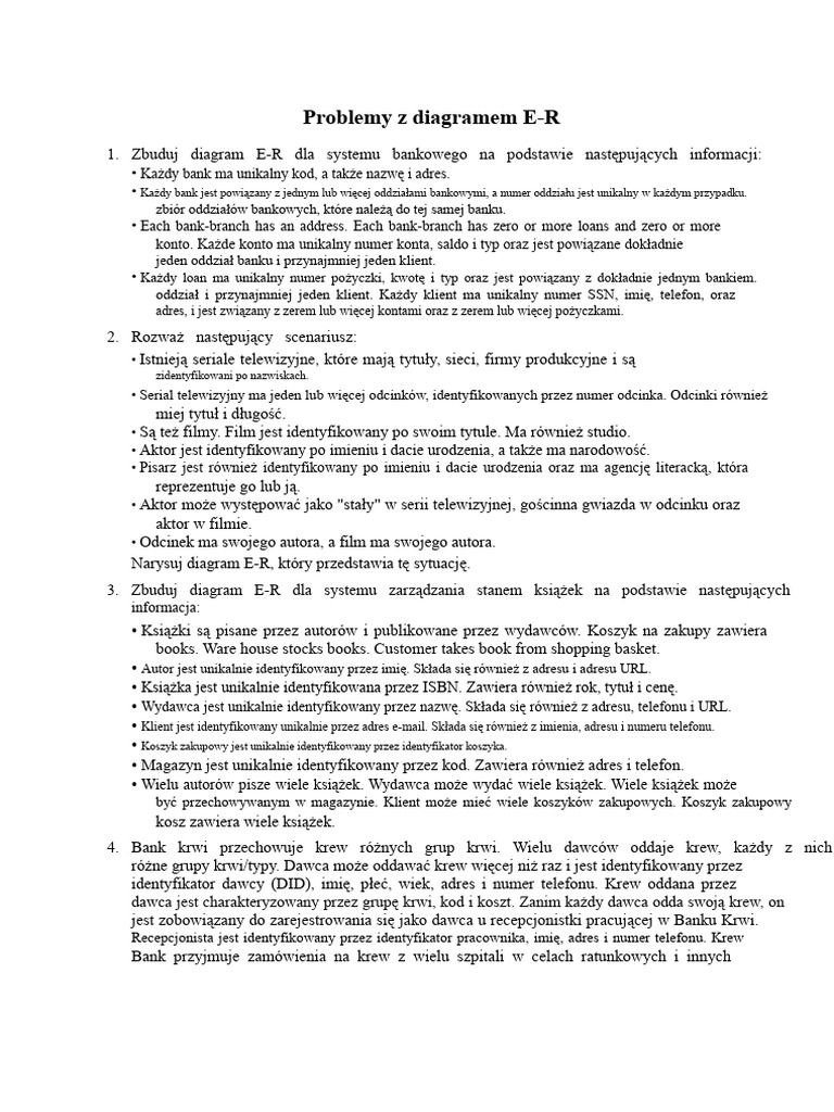 Problemy Z Diagramem E-R | PDF