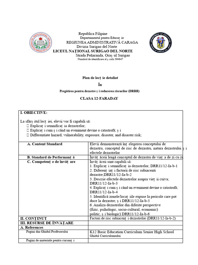 Plan Detaliat de Lecție Modulul 2 DRR | PDF