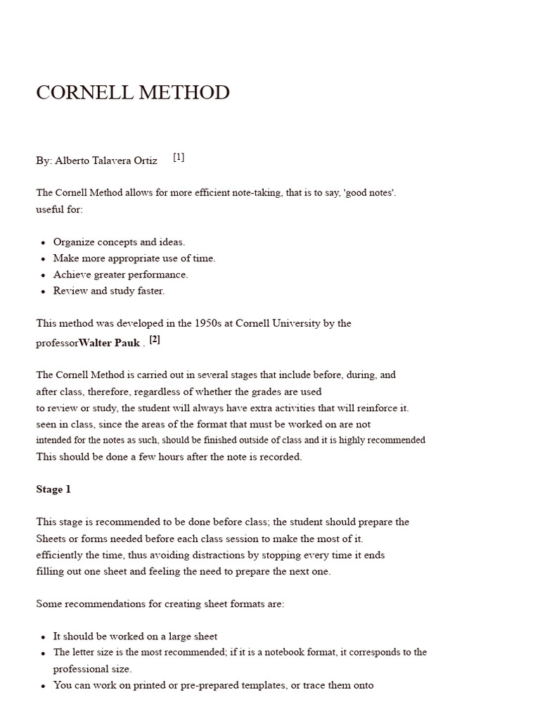 Cornell Method | PDF | Human Communication | Cognition